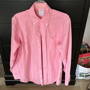 Men’s dress shirt. Pink and white check Brooks Brothers